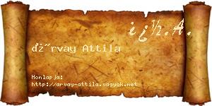 Árvay Attila névjegykártya